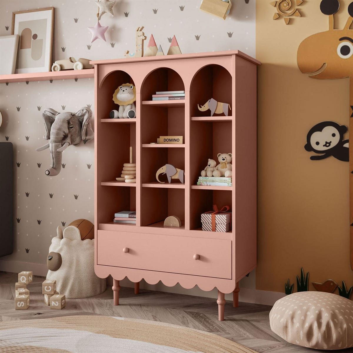 BABYREGAL BABUSHKA, Natürlich Rosa - Rosa, Holzwerkstoff (84/140/35cm)