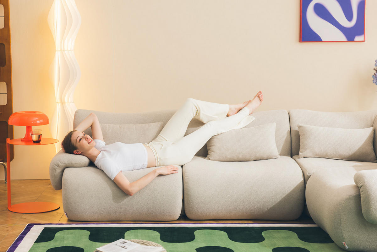 3-SITZER-SOFA Bouclé-Stoff Steinbeige - Greige, Textil (281/73/95cm) - MILYsofa