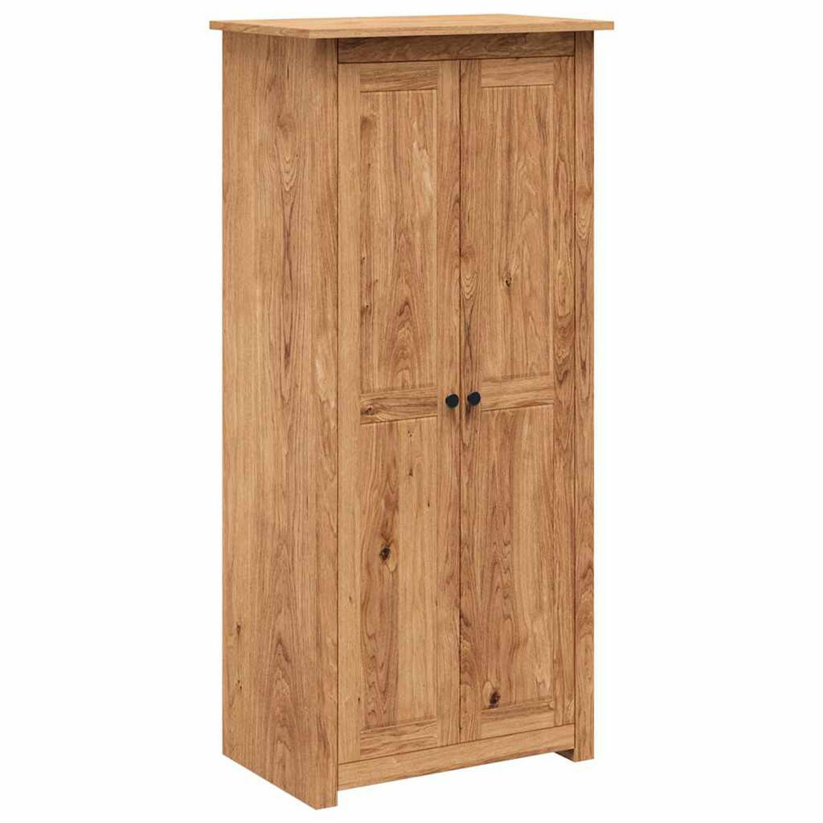 KLEIDERSCHRANK 2-Türig 80/50/171,5 cm aus Massives Kiefernholz Natürliche Holzfarbe - Schwarz/Naturfarben, Holz (80/50/50cm) - vidaXL