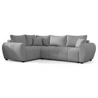 ECKSOFA L Form Malatya MAX Hellgrau 246/145/82 cm stilvolle mit Schlaffunktion L - Hellgrau/Schwarz, Kunststoff/Textil (175/235cm) - AX Living