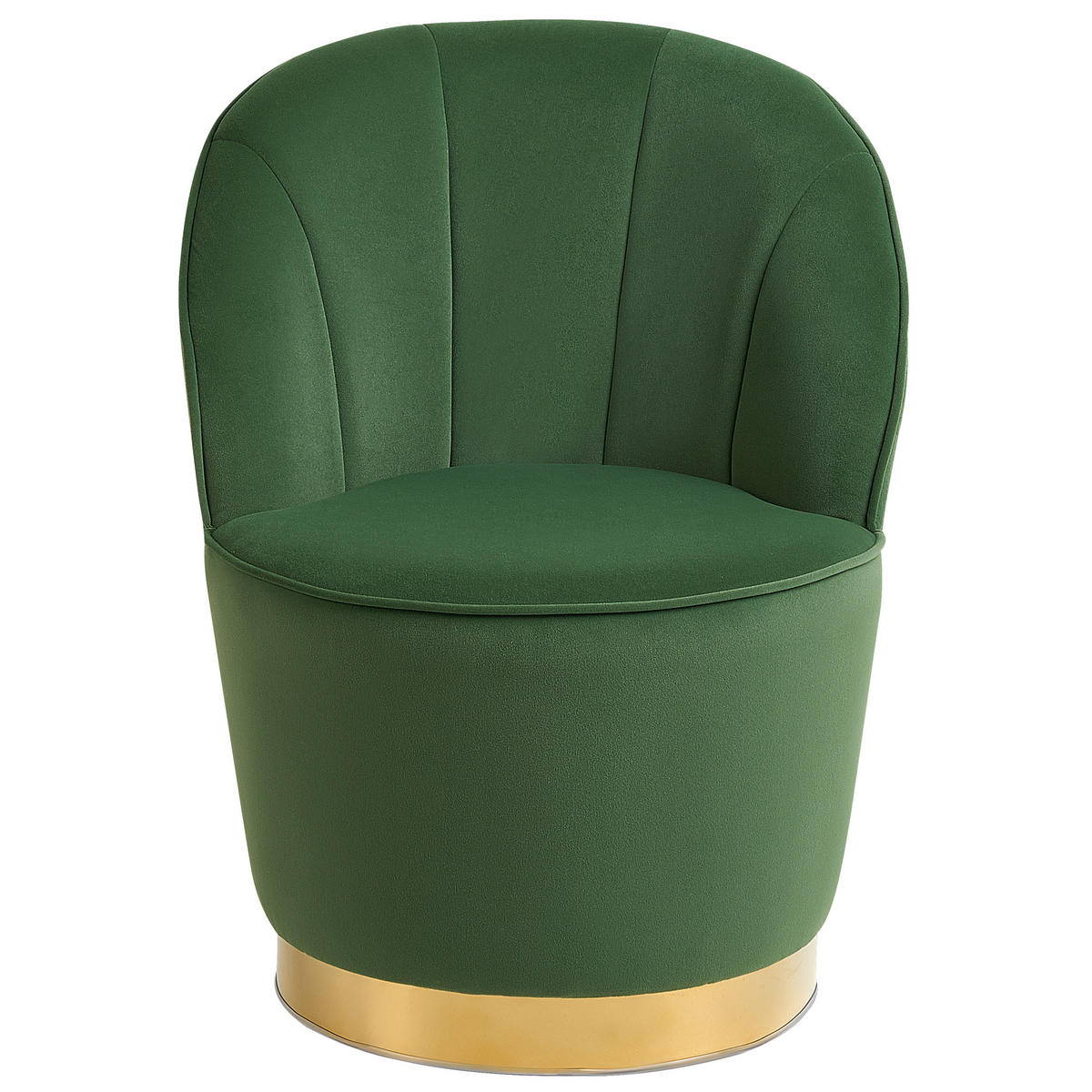 SESSEL Samtstoff dunkelgrün/gold halbrund Alby - Goldfarben/Grün, Textil (56/72/61cm) - Beliani