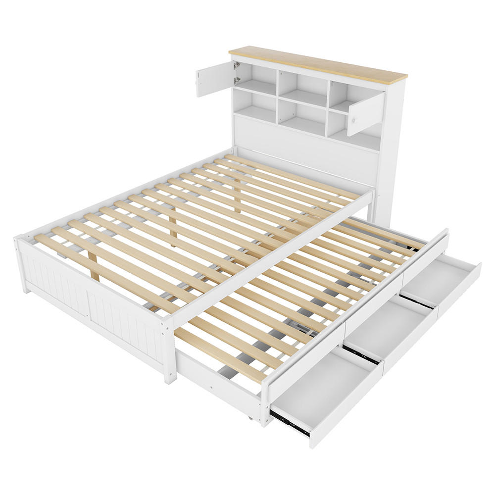 JUGENDBETT 140/200 cm in Weiß mit Staufächern - Weiß, Holz (140/200cm) - KOMHTOM