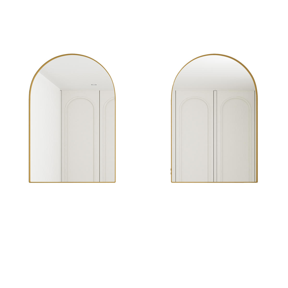 SPIEGELSCHRANK gewölbt mit goldenem Metallrahmen – Wandschrank mit Spiegel & verstellbaren Ablagen, für Bad & Schlafzimmer - Goldfarben, Metall (61/12/91cm) - Ej. Life