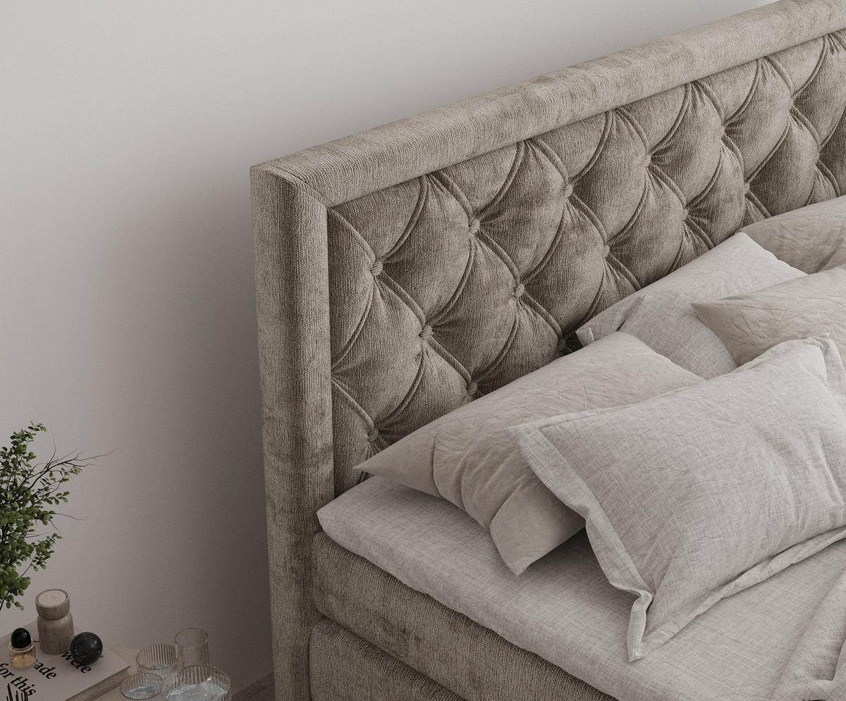 BOXSPRINGBETT Aurelia Beige 200/200 cm - Beige/Schwarz, Holz/Holzwerkstoff (200/200cm) - Maison de Reve