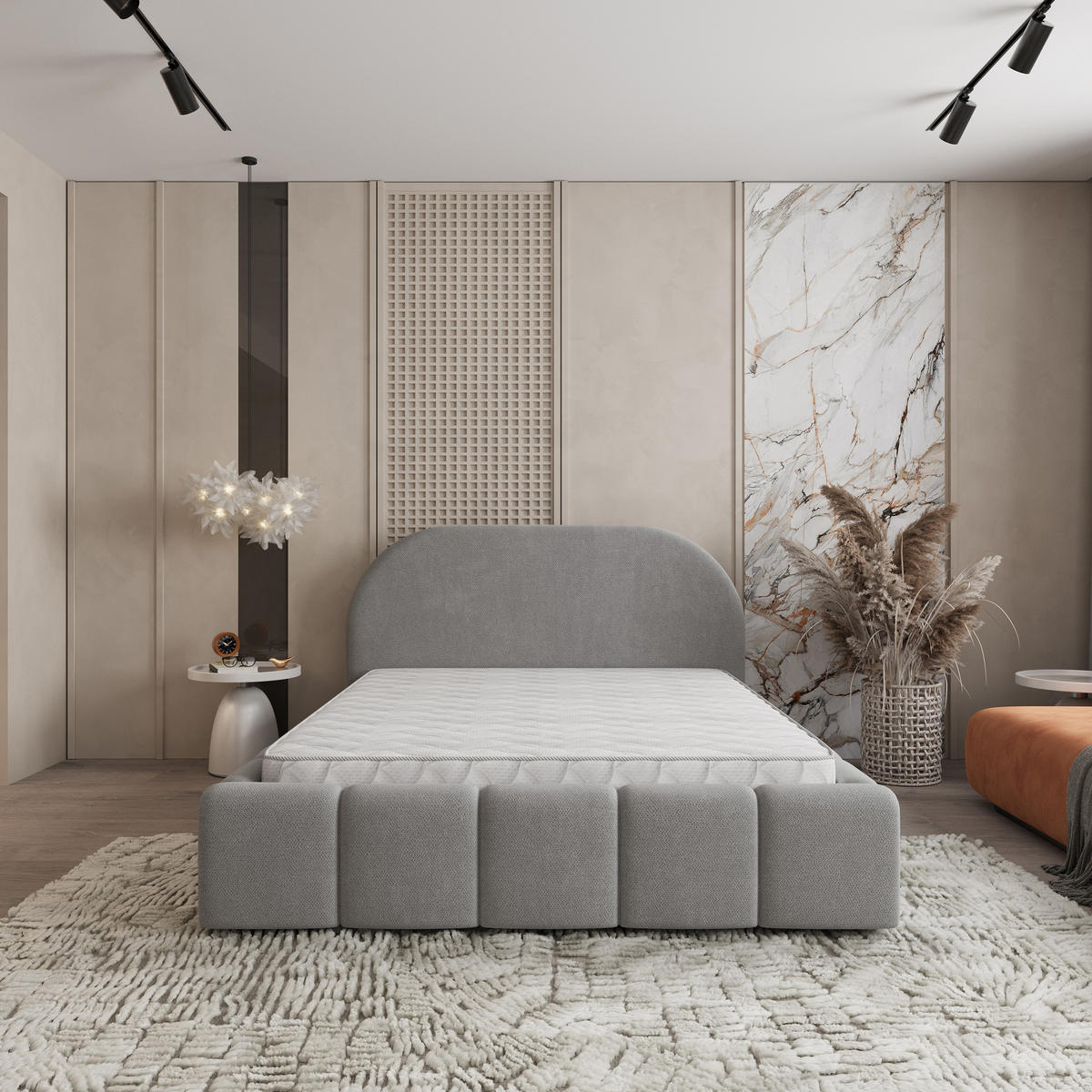 POLSTERBETT FLUSSO 200x200 cm mit Bettkästen - Grau - Grau, Holz (200/200cm) - MASSENO
