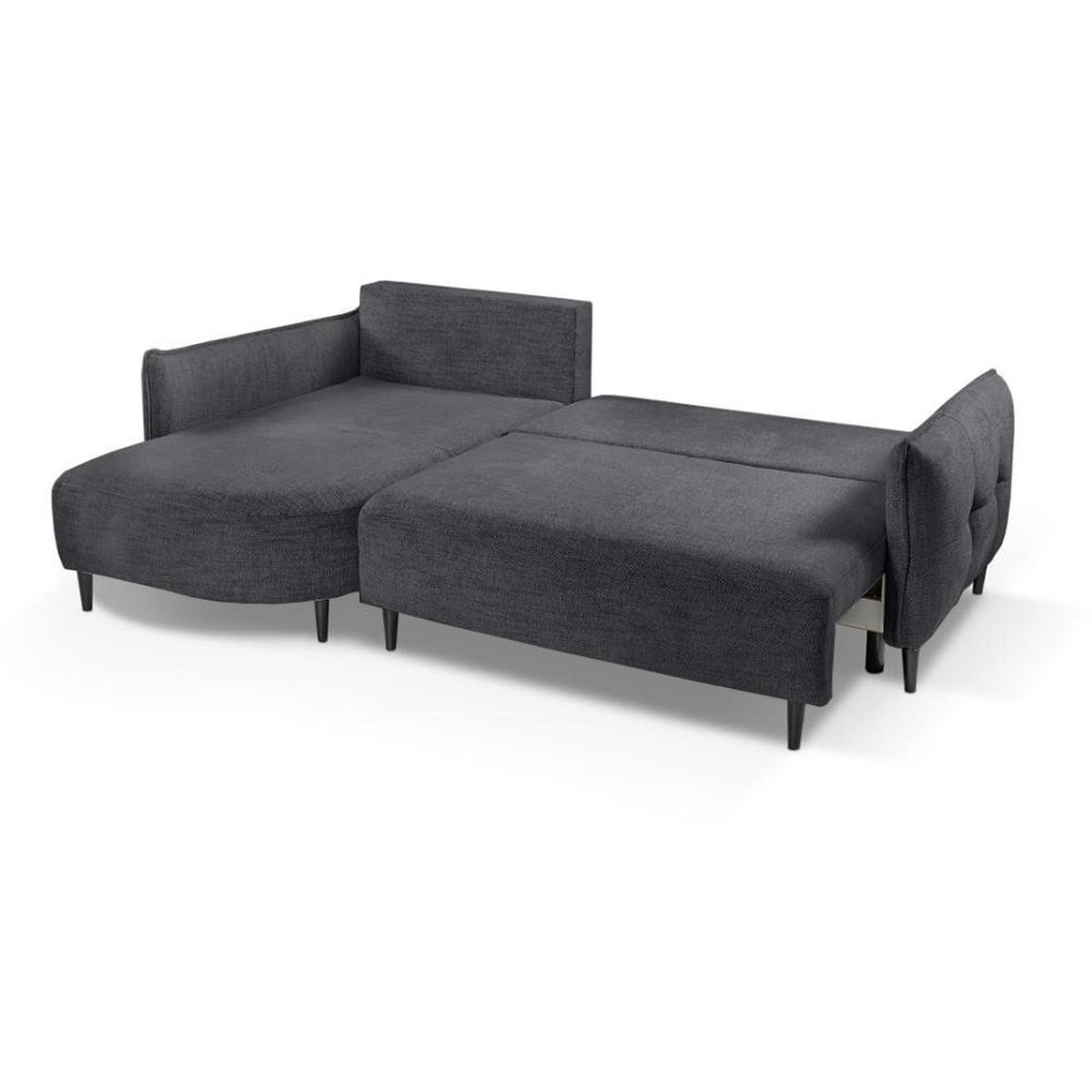 ECKSCHLAFSOFA Sycylia links dunkelgrau - Dunkelgrau/Schwarz, Textil (244/165cm) - Beautysofa