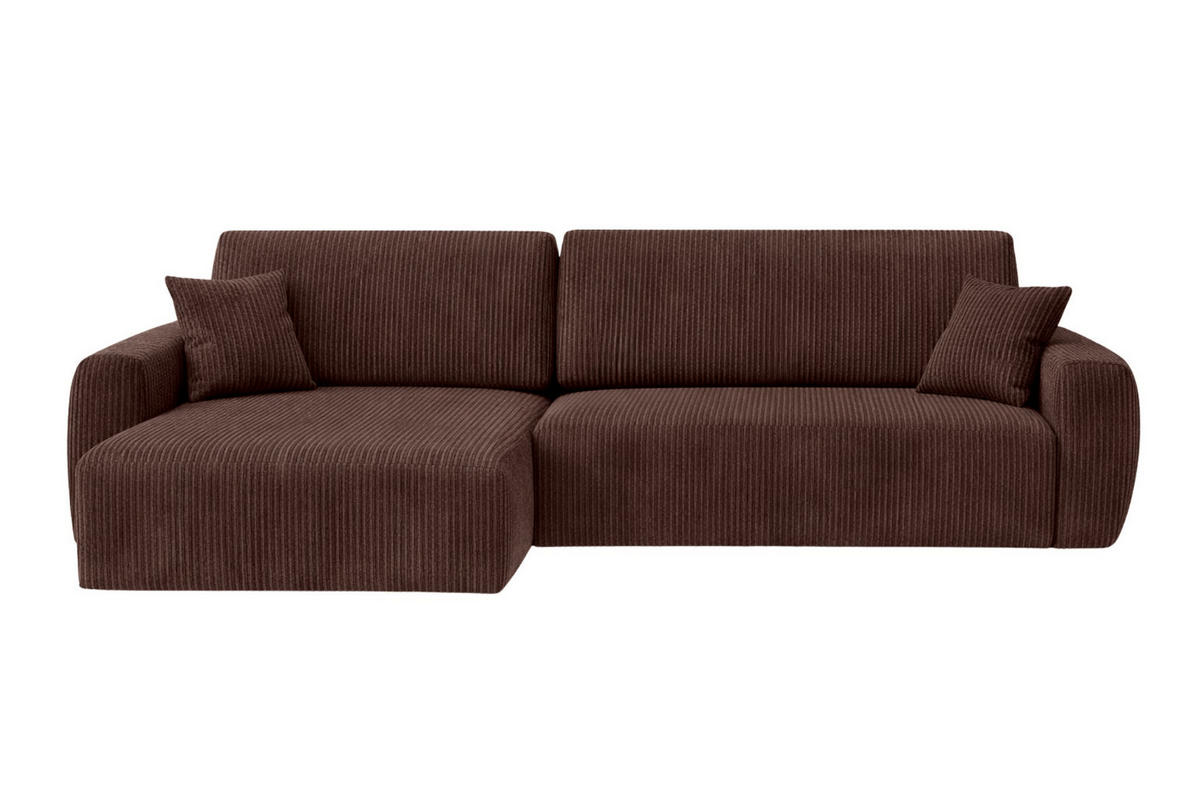 ECKSOFA Mit Schlaffunktion Ariel L, Cordstoff, Stoff Poso, Braun, Links - Braun, Holz (250/142cm) - Kaiser Möbel