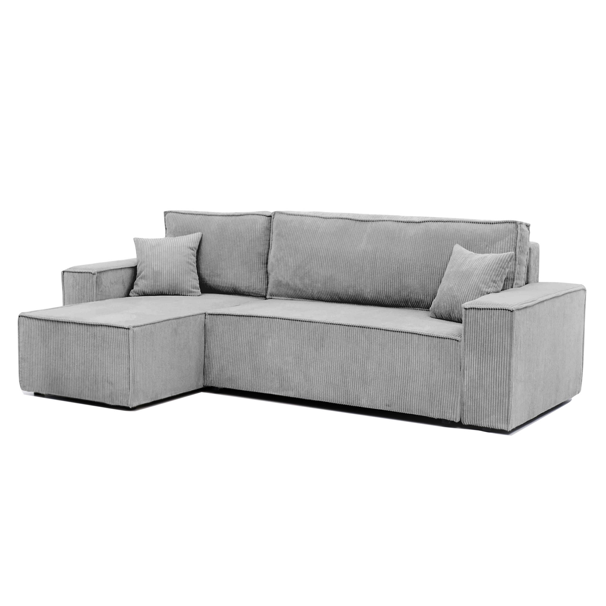 ECKSOFA Paris mit Schlaffunktion Cord - Hellgrau/Grau, Textil (244/155cm) - Idohome