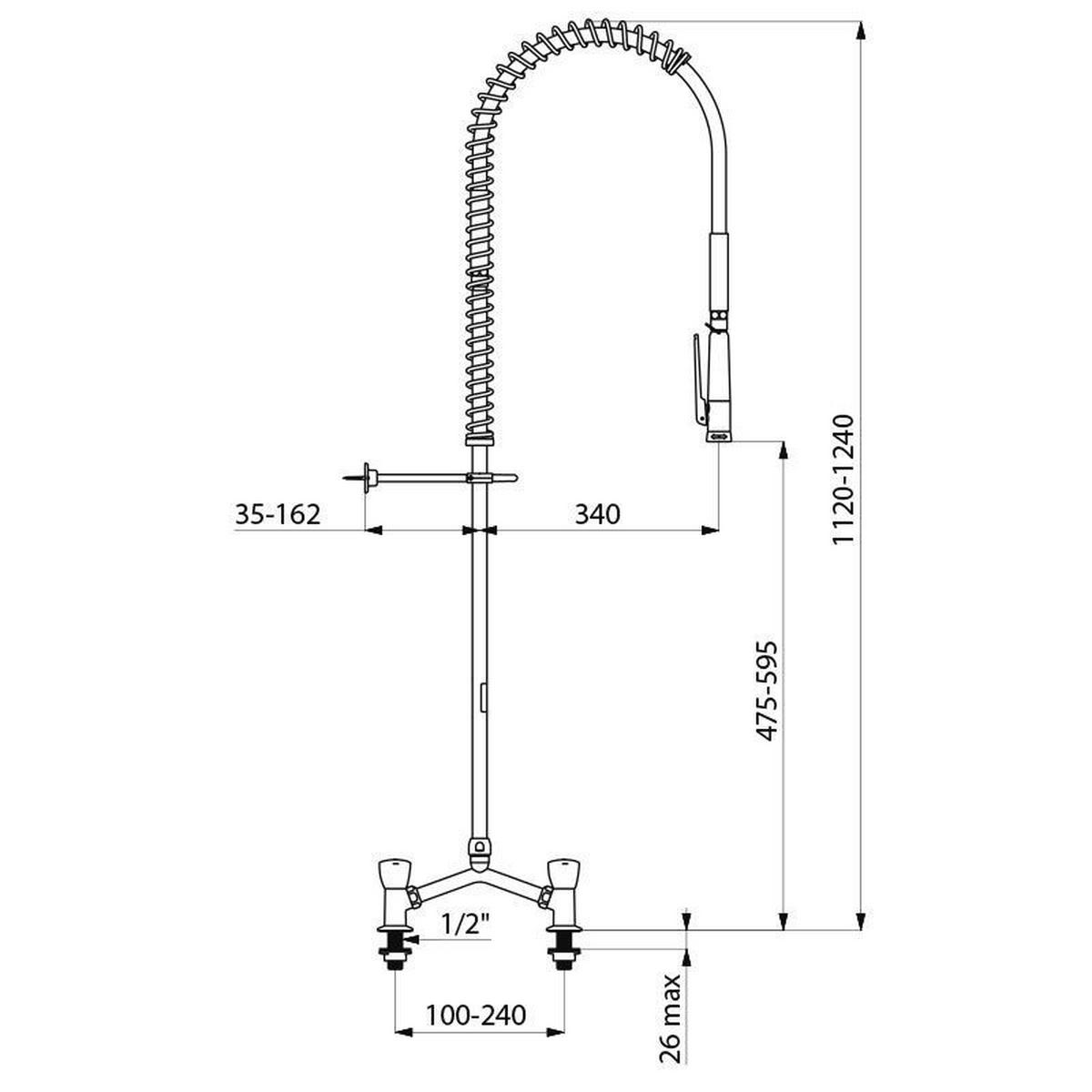GESCHIRRSPÜLBRAUSE-GARNITUR MA150 mit Handbrause 433000 - Chromfarben, Metall (20.7/12.2/98.5cm) - Delabie