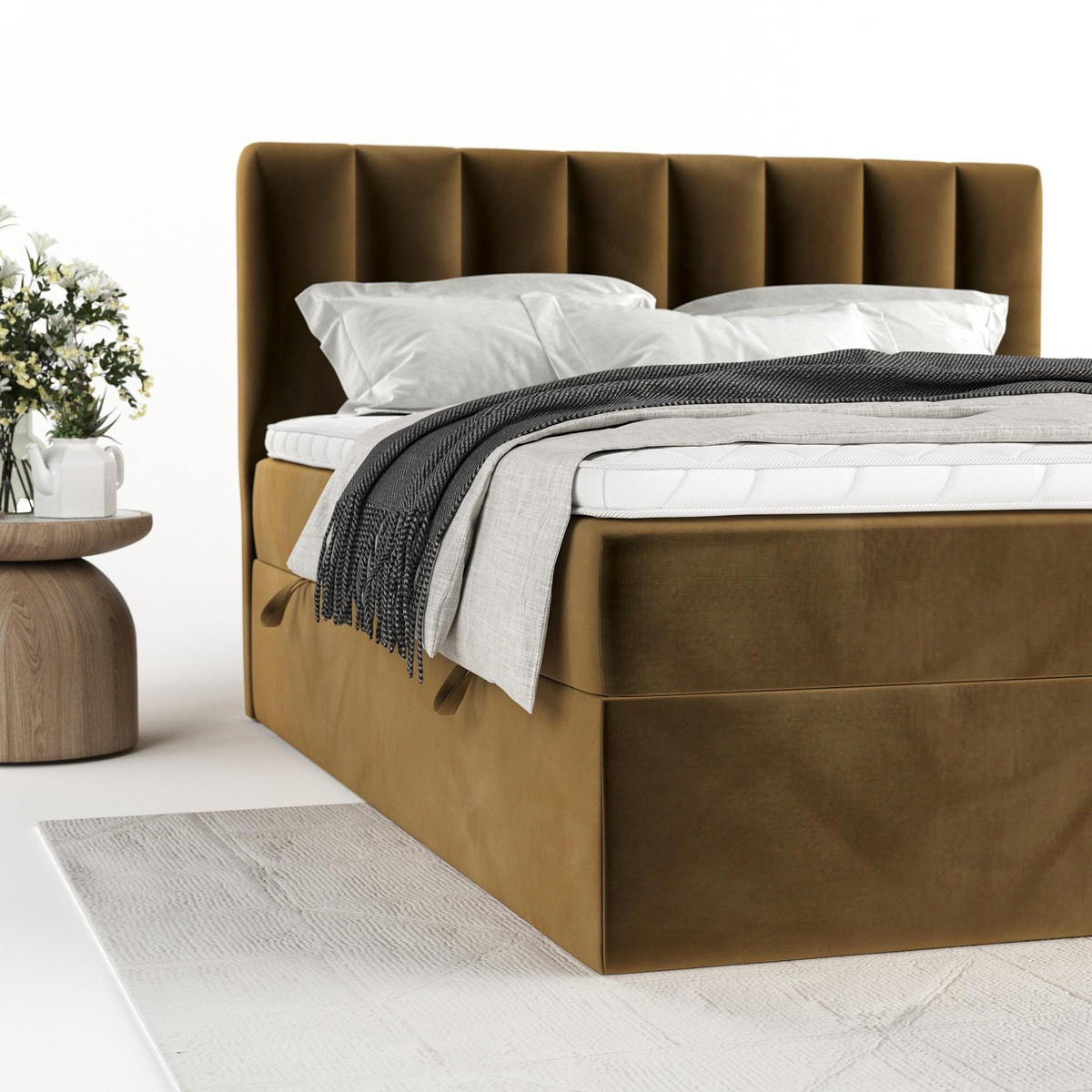 BOXBETT Bari 160/200 cm Honiggelb im Kronos Stoff - Honig, Holz/Holzwerkstoff (160/200cm) - AltaBeds