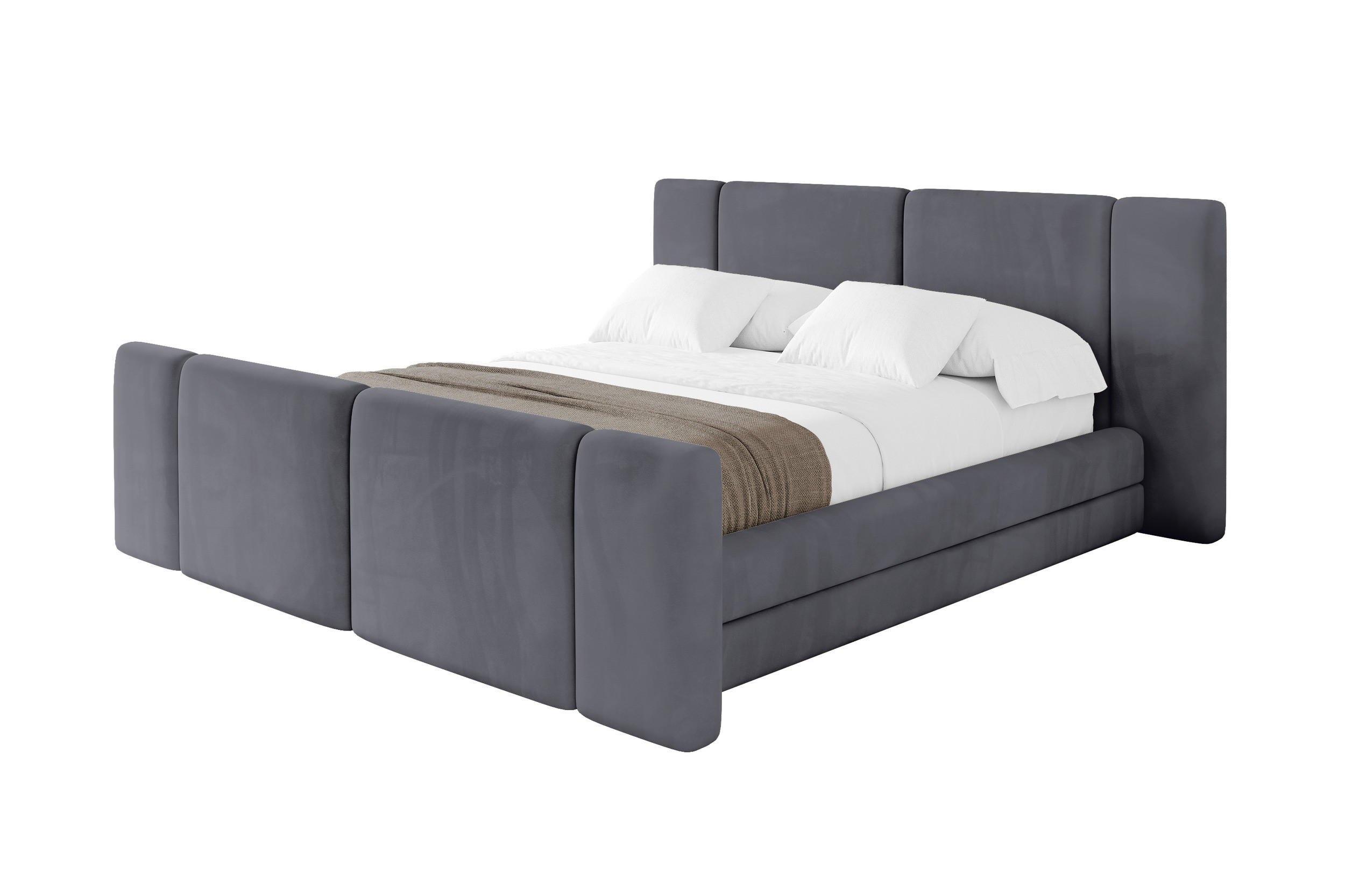 POLSTERBETT mit Bettkasten, Fußteil und Lattenrost, Bett mit Matratze H3/H4 - TEVO-Z 140x200 Dunkelgrau - Dunkelgrau, Holzwerkstoff/Textil (140/200cm) - ALTDECOR