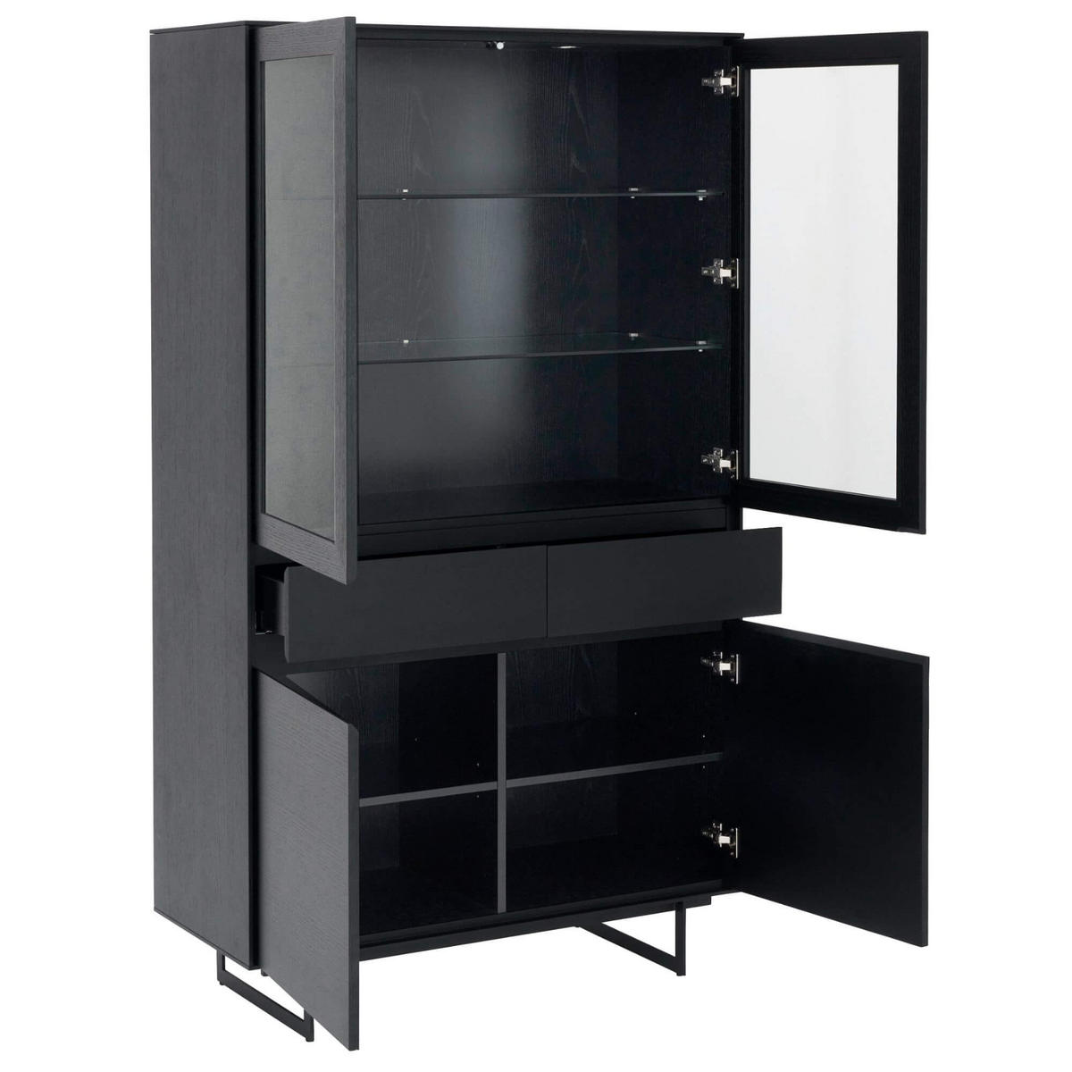 VITRINE Schwarz - Schwarz, Holz/Metall (110/190/45cm) - Furnhouse