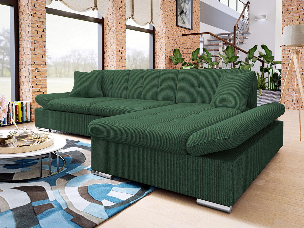 COLTAR Montana Reiat, Dreapta - verde închis, material textil/lemn (161/278cm) - MIRJAN24