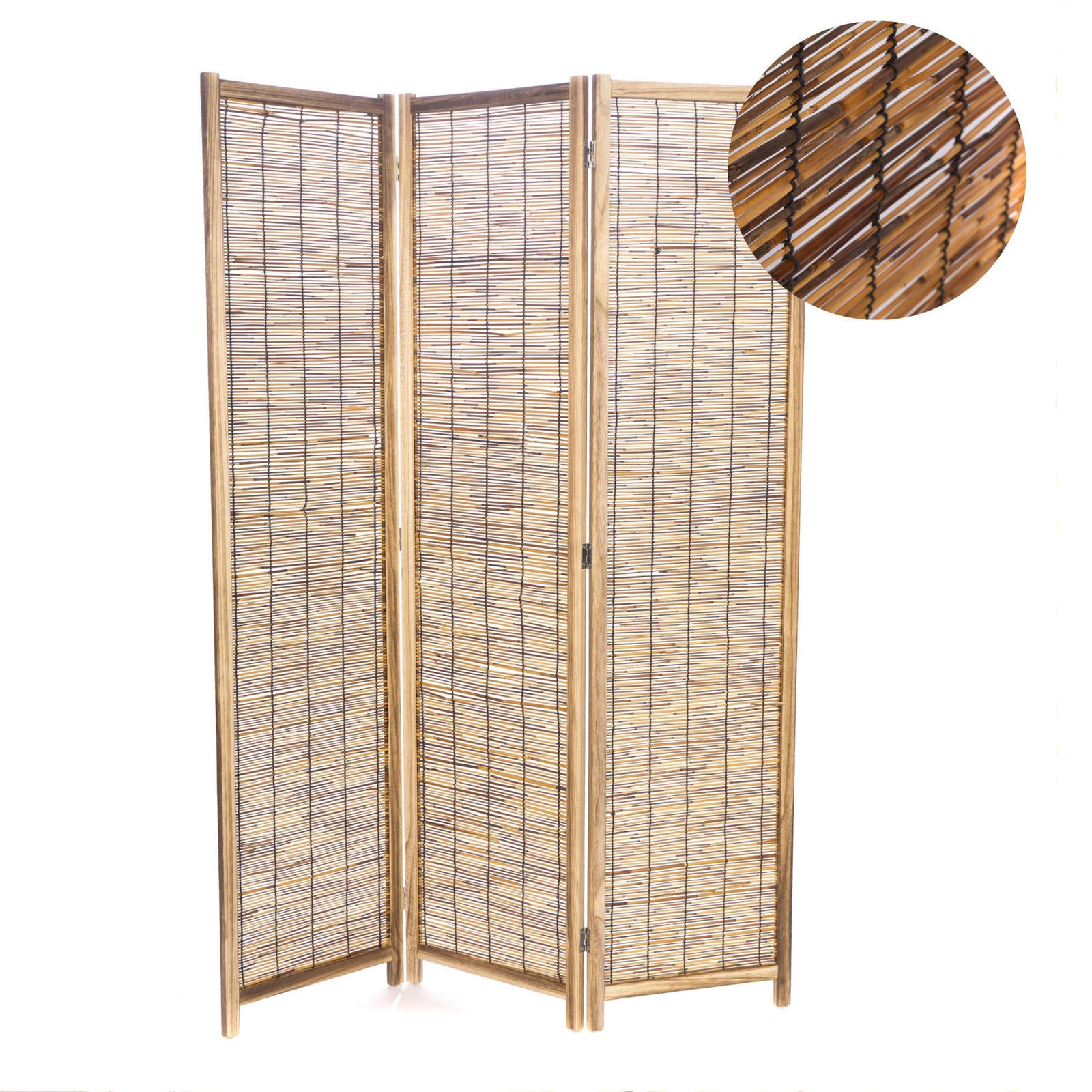 RAUMTEILER Viva 3-tlg. Schilfrohr - Naturfarben, Naturmaterialien (120/170/2cm) - CREEDWOOD