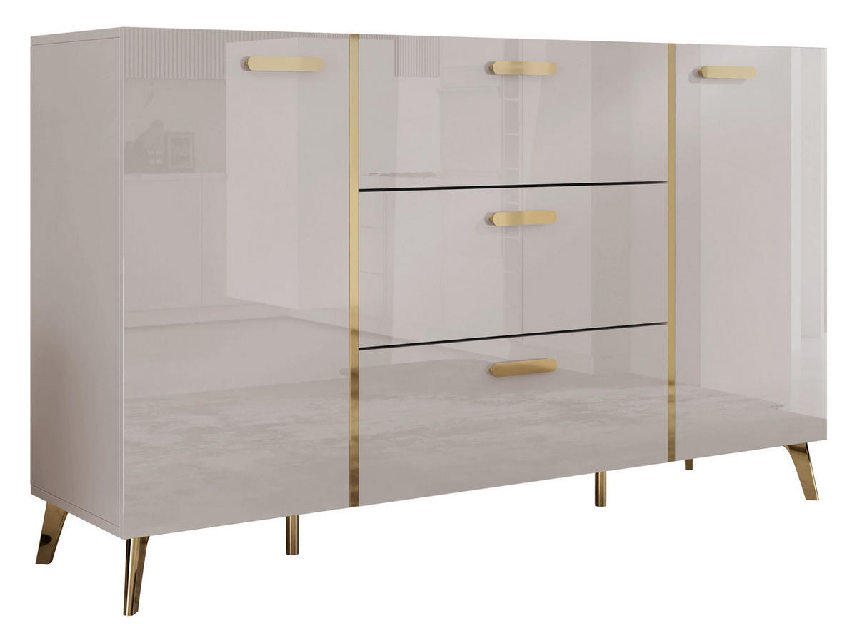 SIDEBOARD Picru 150 2D3SZ - Kaschmir/Goldfarben, Holzwerkstoff/Kunststoff (154/92/38cm) - MIRJAN24