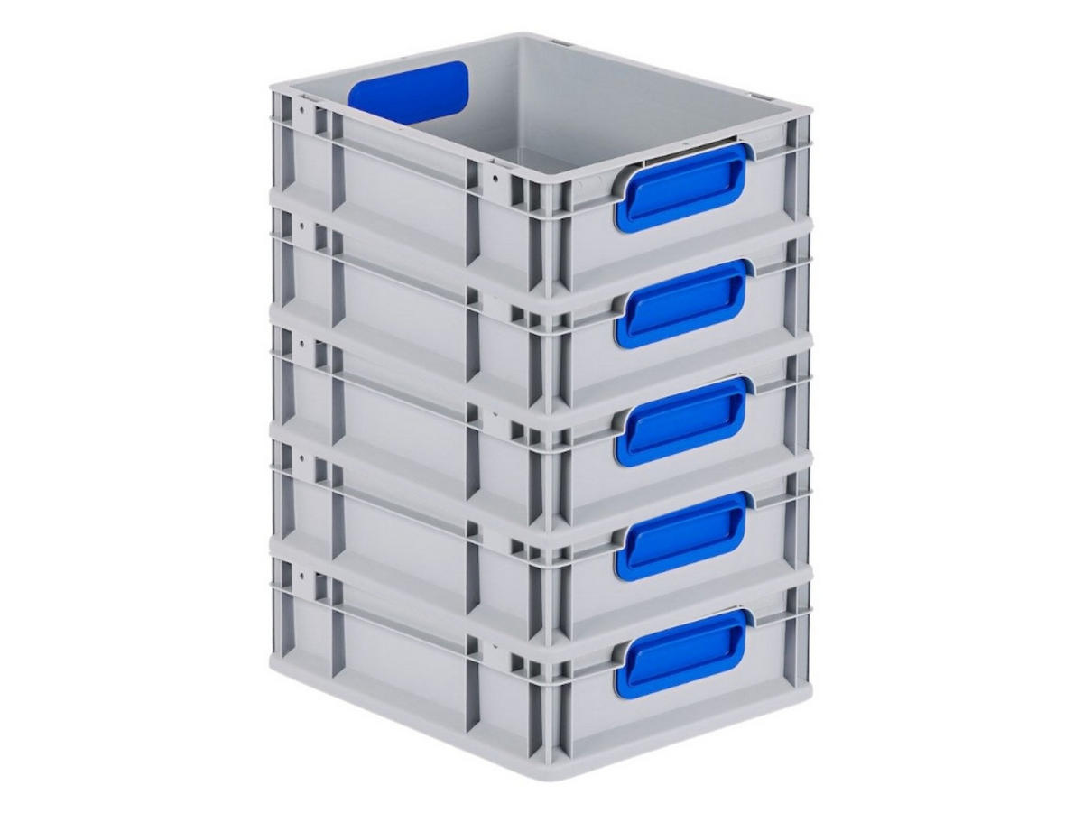EUROBOX 5x Nextgen Color 12x30x40cm 11 Liter Griffe Blau Geschlossen - Blau, Kunststoff (30/12/40cm) - PROREGAL