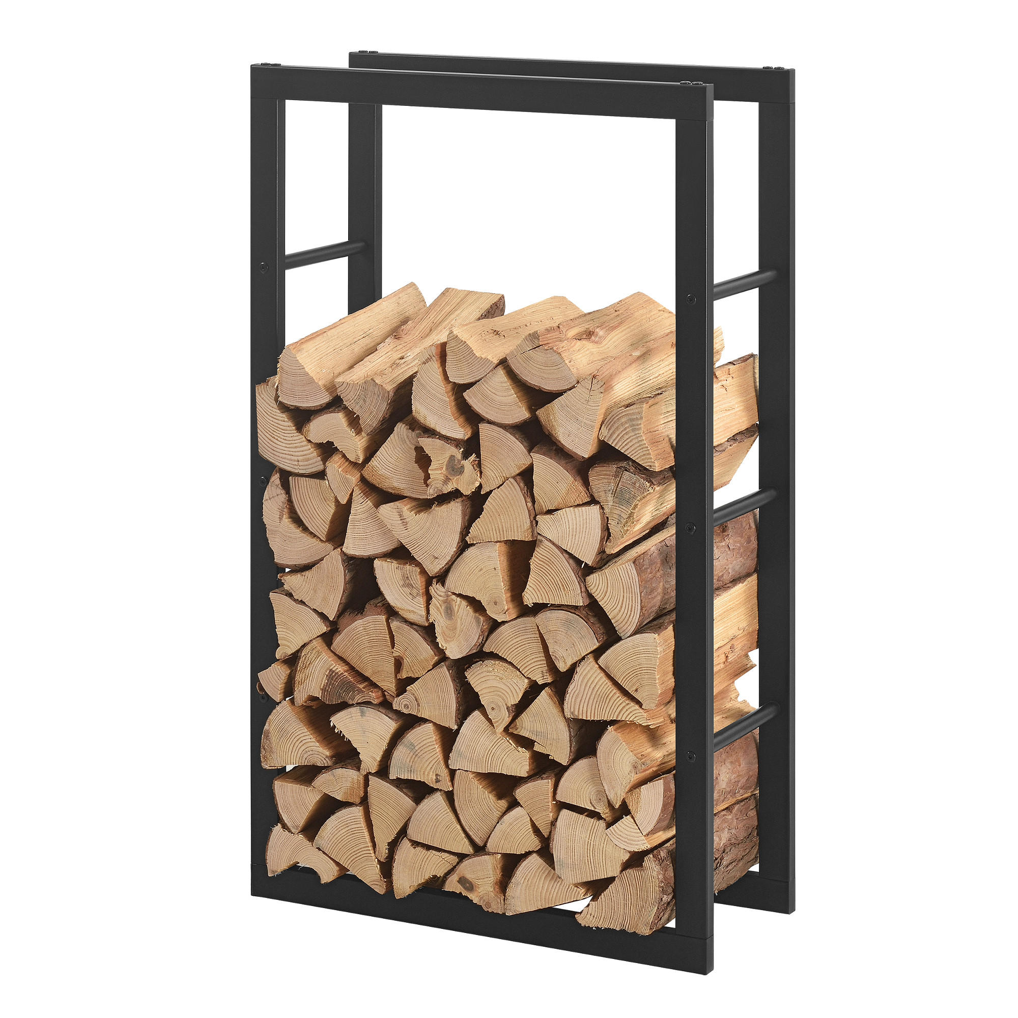 KAMINHOLZREGAL Täby - Schwarz, Metall (60/100/25cm) - [en.casa]