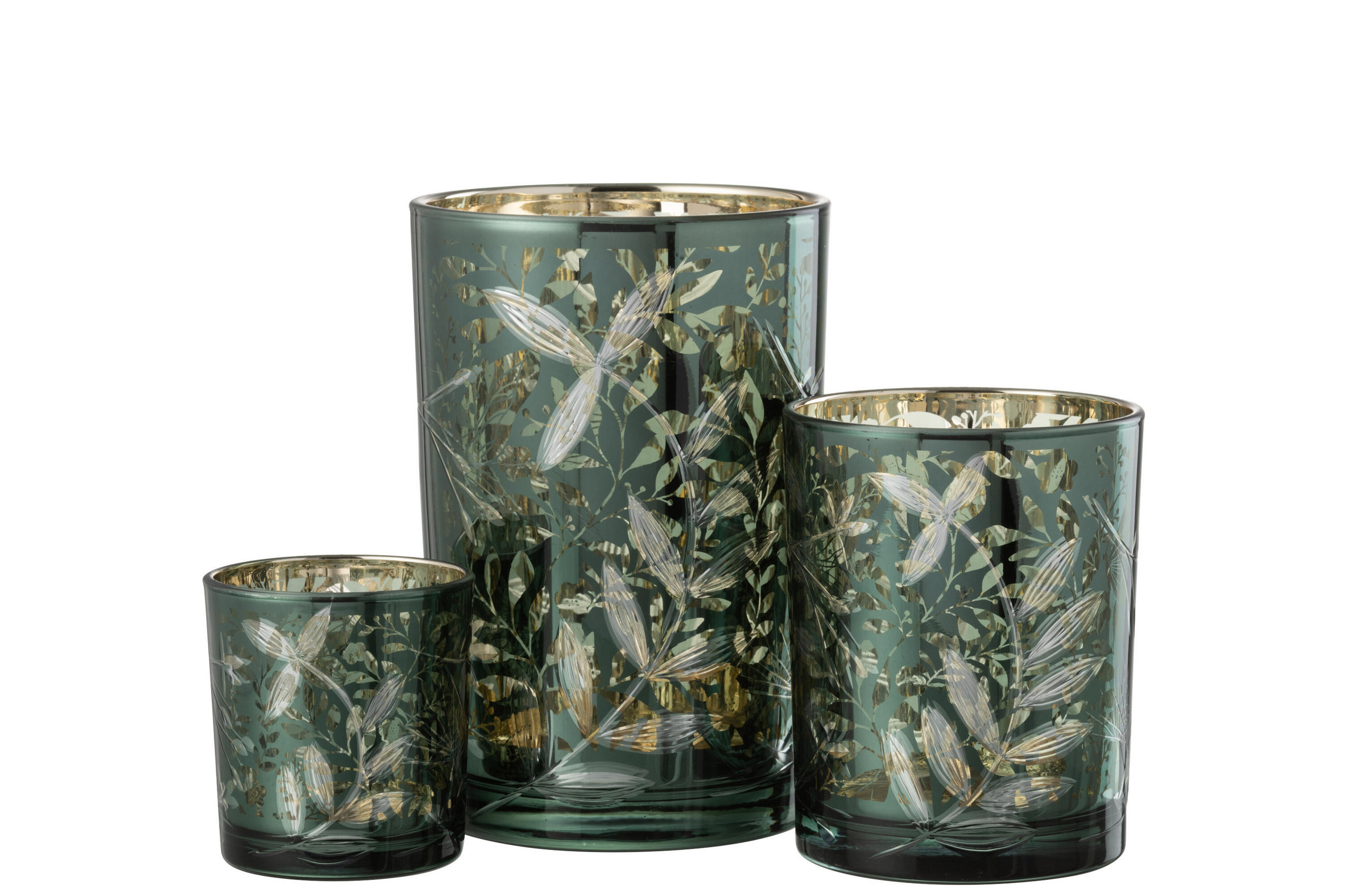 KERZENHALTER BLATTGLAS - Glas - Grün - L - Grün, Glas (12/18cm) - J-Line