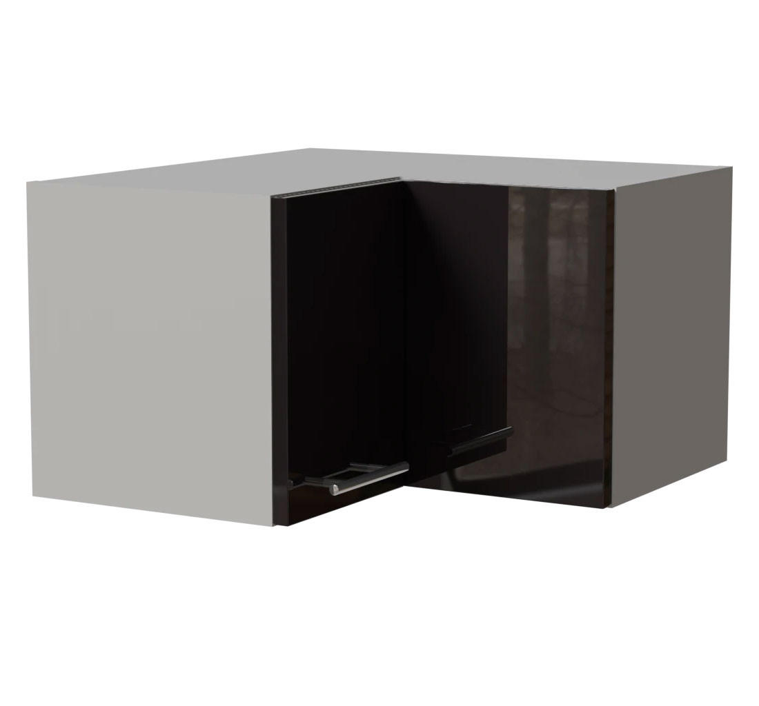 Feldmann-Wohnen Eckhängeschrank Schwarz Hochglanz, Grau 60x36x60 cm