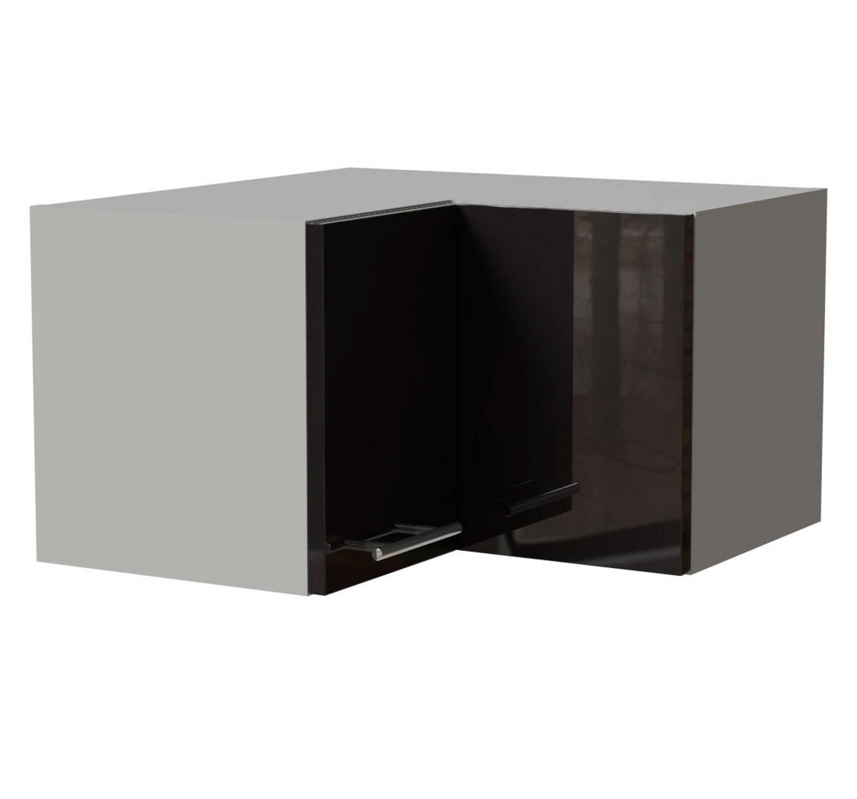 ECKHÄNGESCHRANK Essen W12/60/36 Schwarz Hochglanz / Grau Matt 60 / 60 / 36cm - Schwarz Hochglanz/Schwarz, Holz/Holzwerkstoff (60/36/60cm) - Feldmann-Wohnen