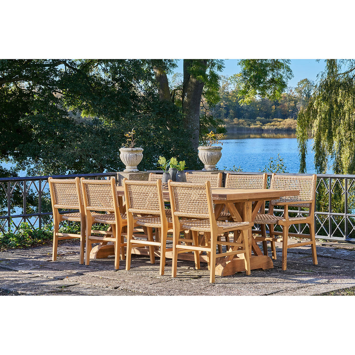 GARTENSTUHL MIT ARMLEHNEN - Braun - Rattan - Massivholz - 57 x 90 x 56 cm - Braun, Naturmaterialien/Holz (57/90/56cm) - home24