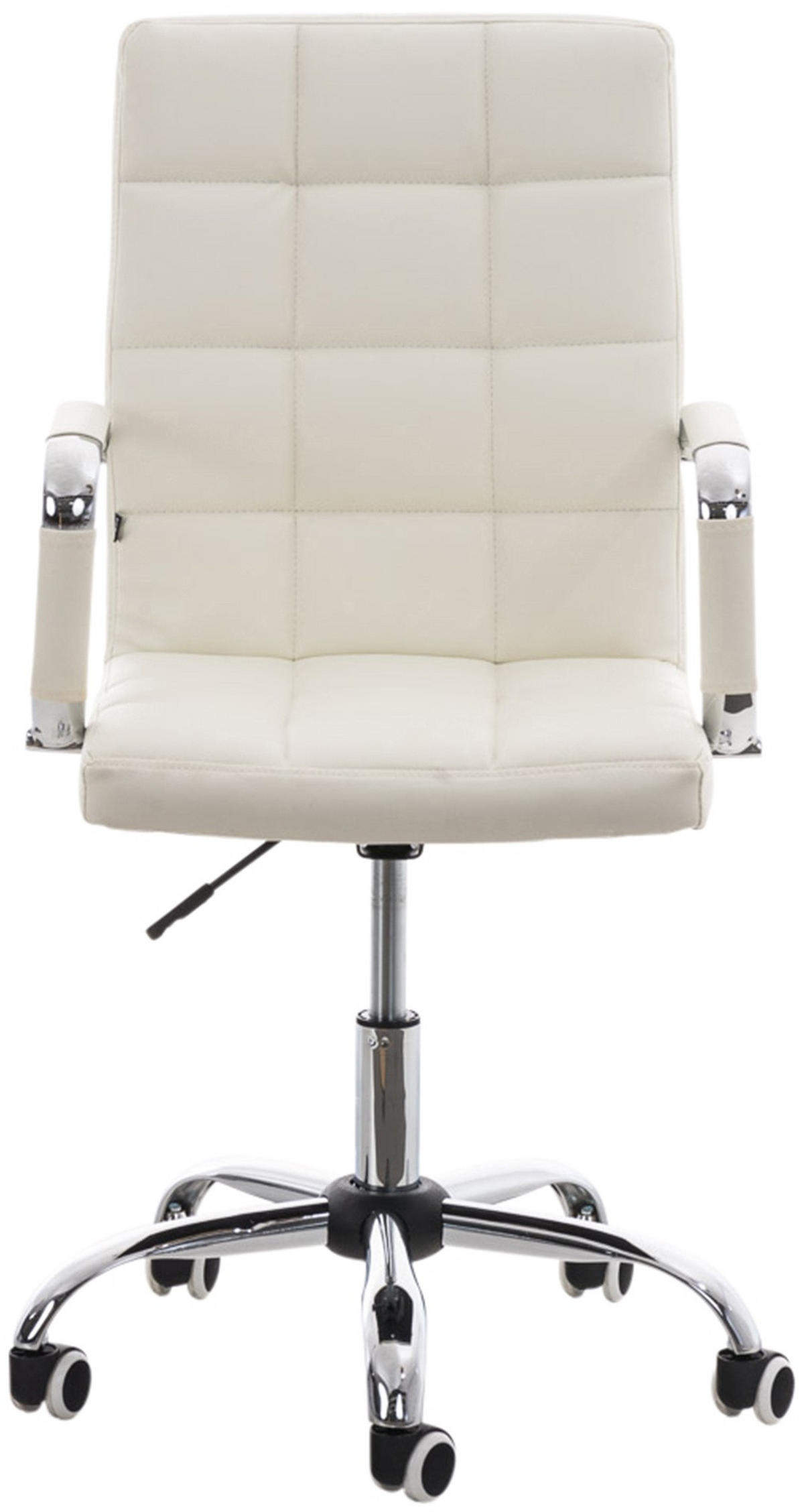 DREHSTUHL Lederlook weiß - Chromfarben/Weiß, Textil/Metall (54/92/59cm) - CLP