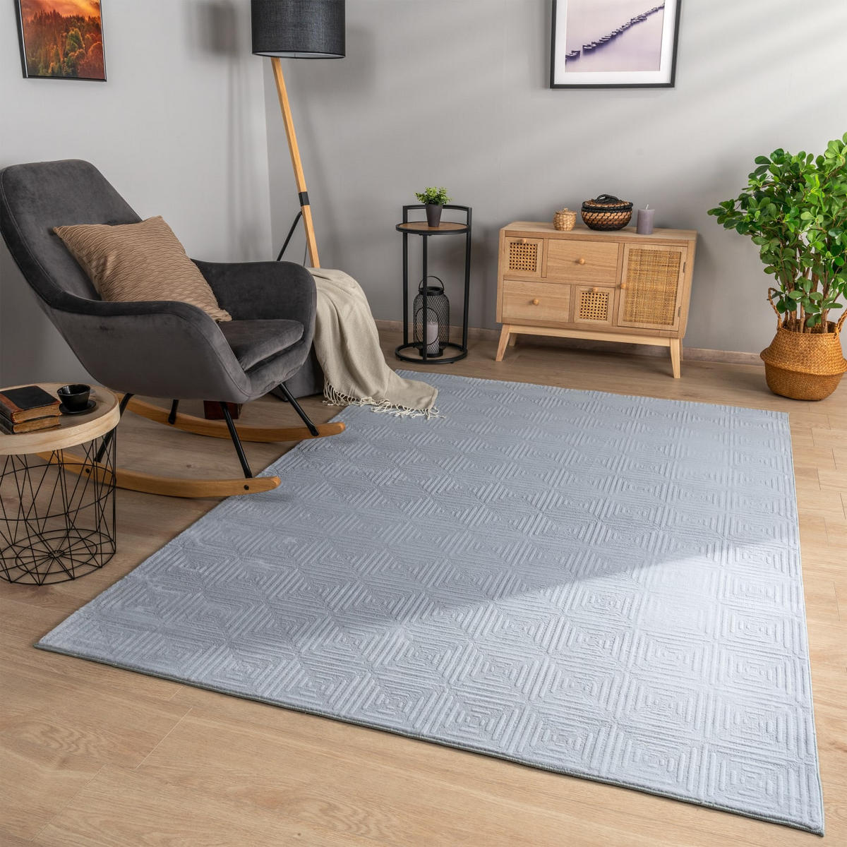 FLACHWEBETEPPICH Boho Grau 60 x 100 cm - Grau, Kunststoff (60/100cm) - TT Home