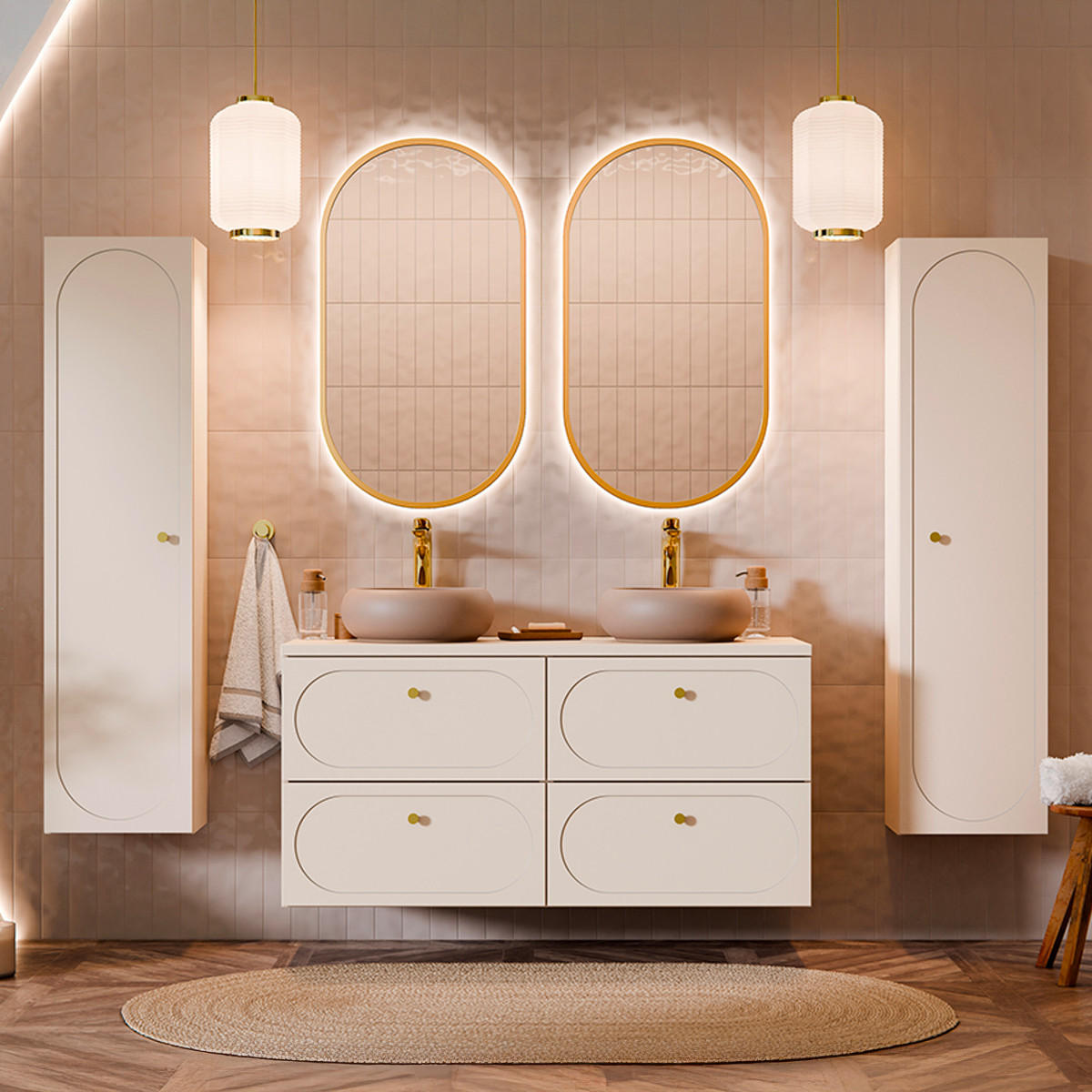 DOPPELWASCHTISCH 120.6cm Sanae Sandbeige - Beige, Holzwerkstoff (120.6/59/46cm) - Petits-meubles