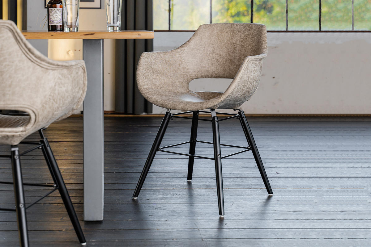 STUHL ZAJA Beige Microfaser - Beige, Textil (57/80/59cm) - KAWOLA