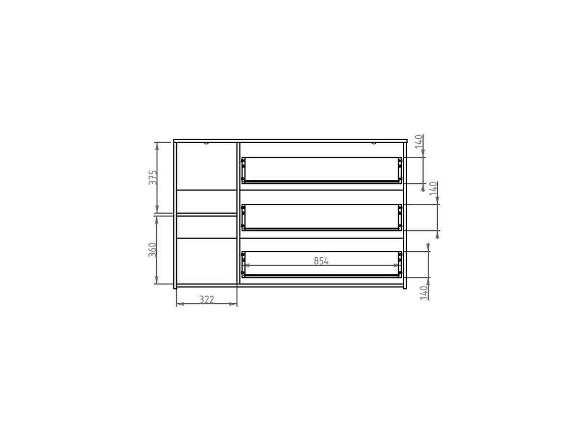KOMMODE - 125 x 35 - holz - naturfarben hell, weiß Tunalo - Weiß, Holz (125/79/35cm) - Vente-Unique