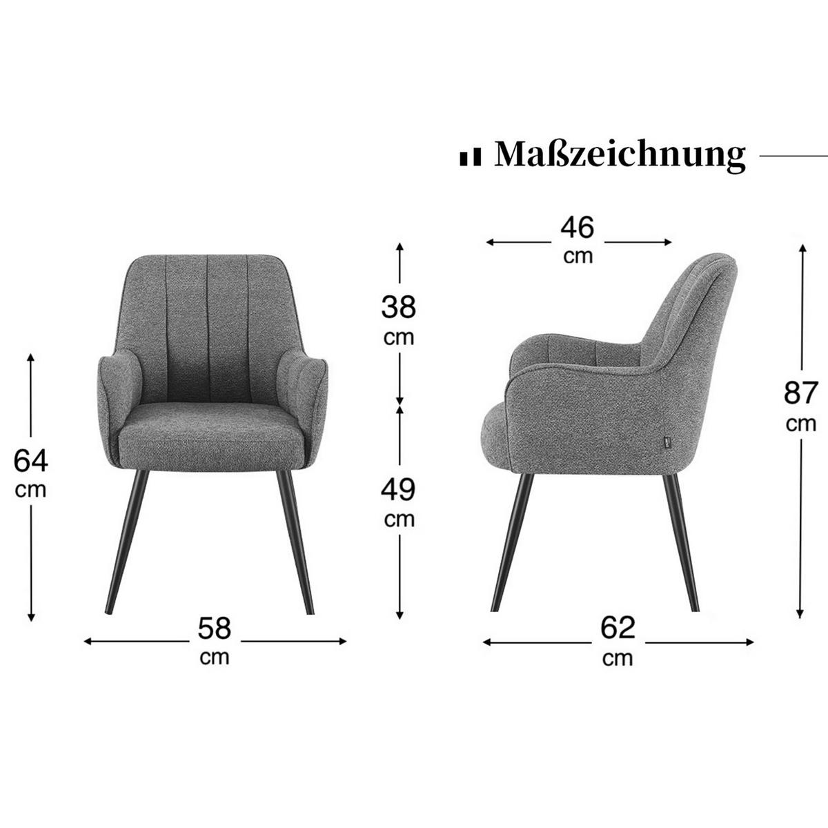 ESSZIMMERSTUHL THOMAS-MAJA 2er-Set 4-Fuss-Gestell - Currygelb/Weiß, Textil (58/87/62cm) - DUBI Möbel