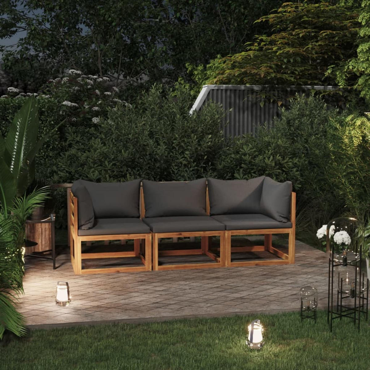 GARTENSET Refvik 3-teilig - Grau, Holzwerkstoff - Nettlife