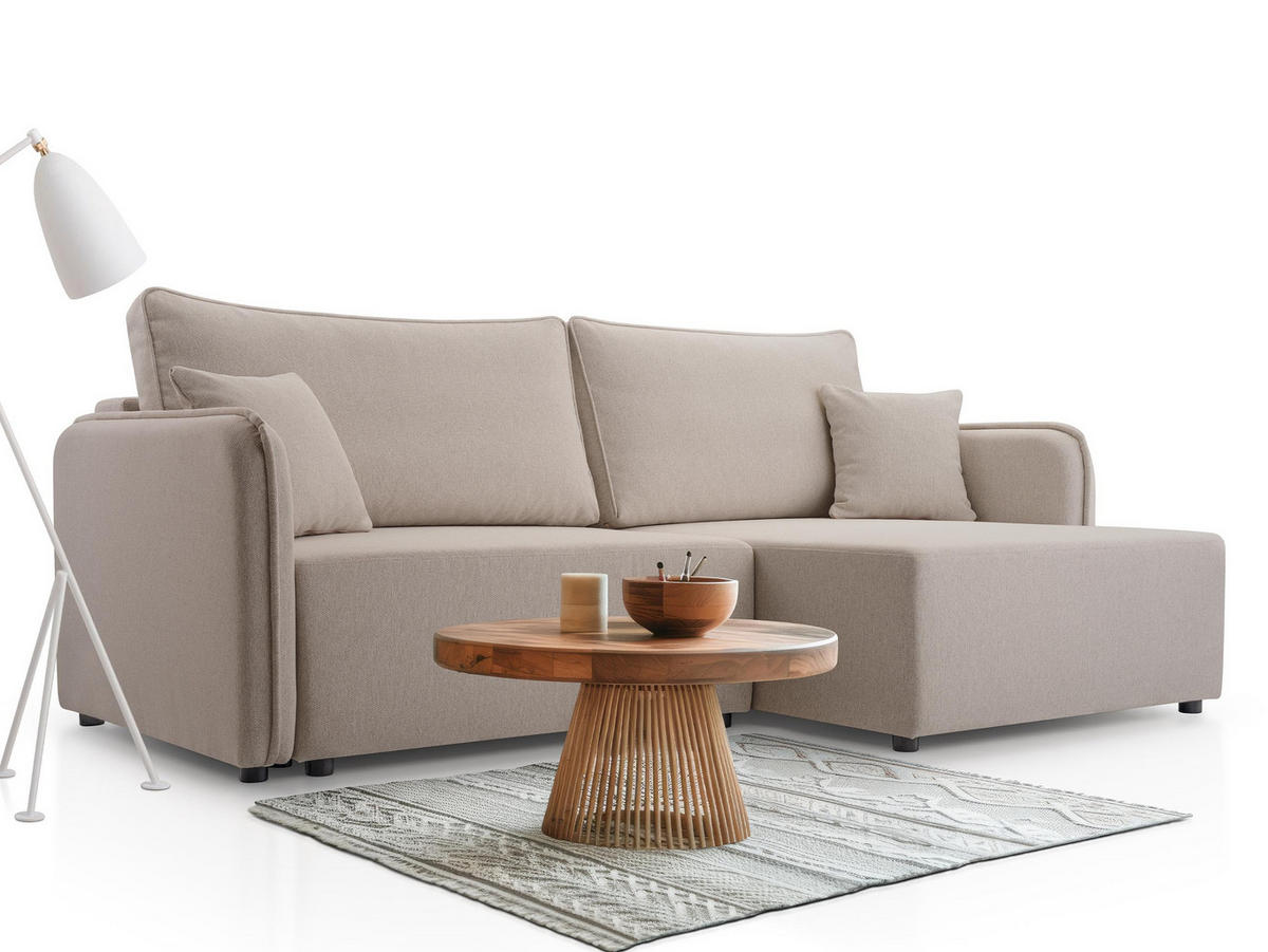 ECKSOFA Malody, Seite: Rechts - Beige/Schwarz, Holz/Kunststoff (227/147cm) - MIRJAN24