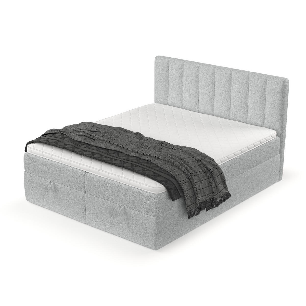 BOXBETT Lusso 140/200 cm Hellgrau im Riva Stoff - Hellgrau/Schwarz, Holz/Holzwerkstoff (140/200cm) - AltaBeds