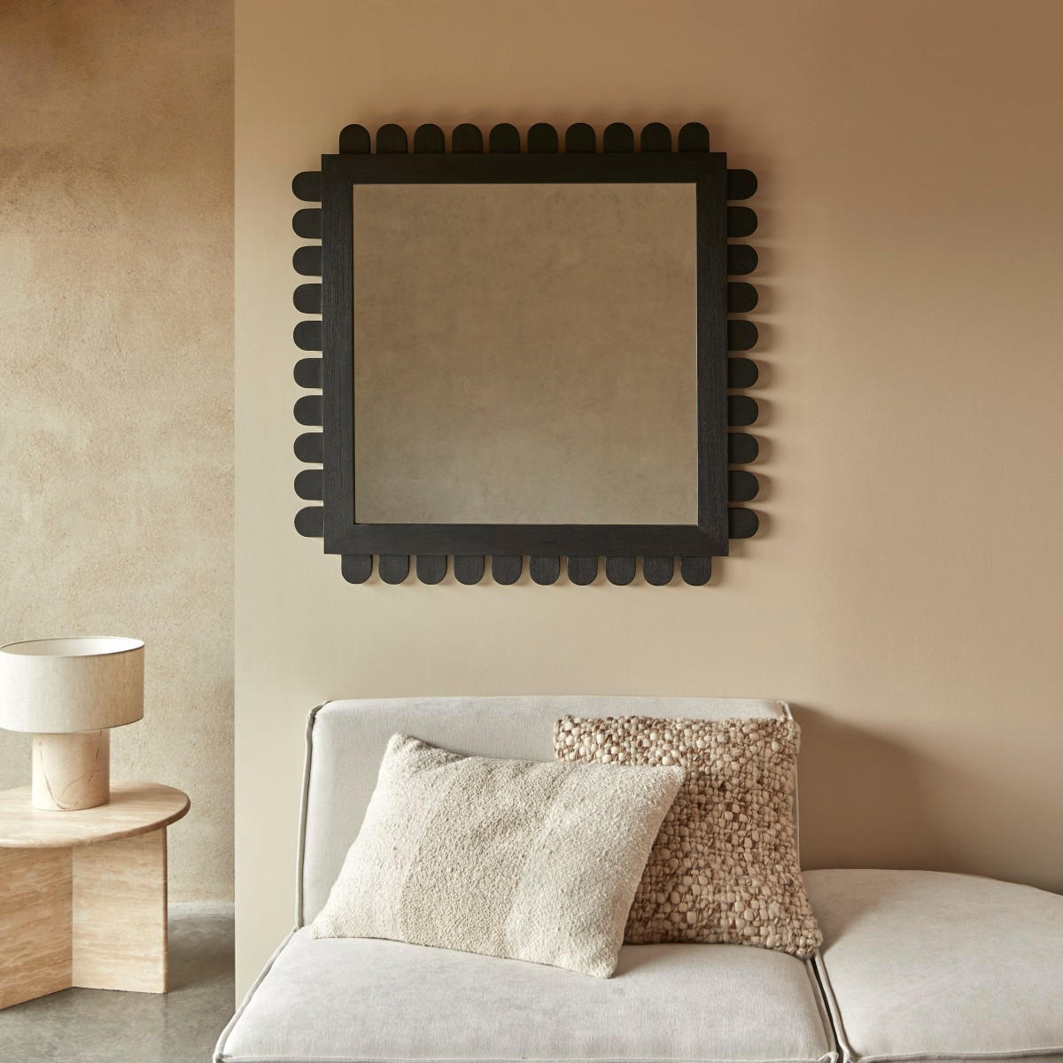 SPIEGEL Luca Schwarz aus Dunkles Mindiholz - Schwarz, Holz (92/92/4cm) - Tikamoon