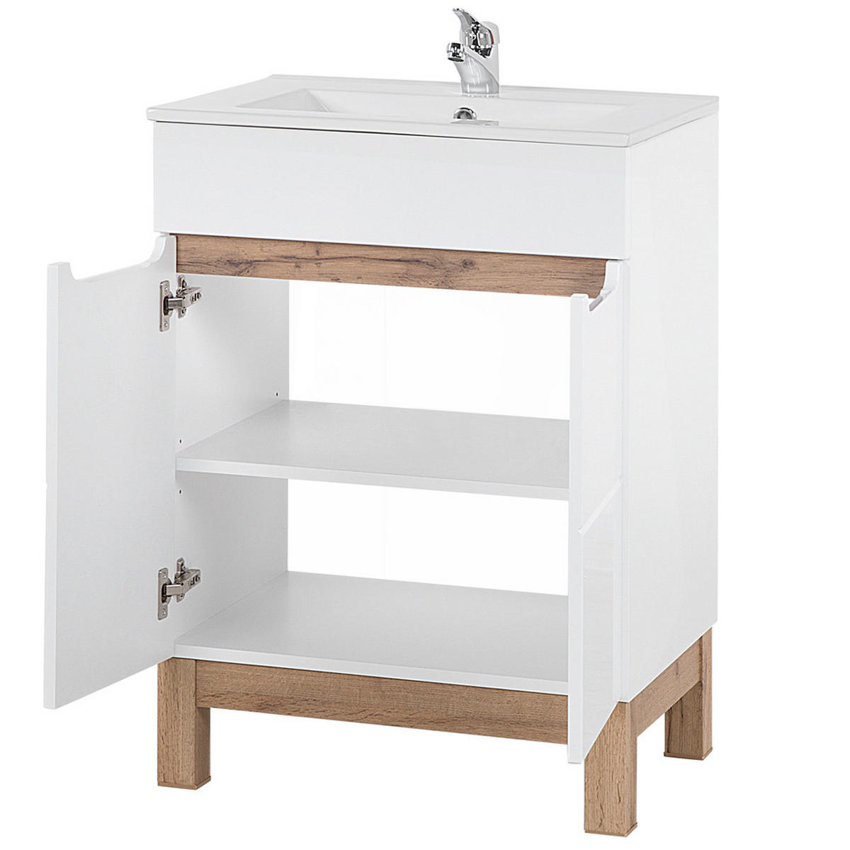 WASCHBECKENSCHRANK Solna-56 - Weiß, Holzwerkstoff (60/85/45cm) - Lomado