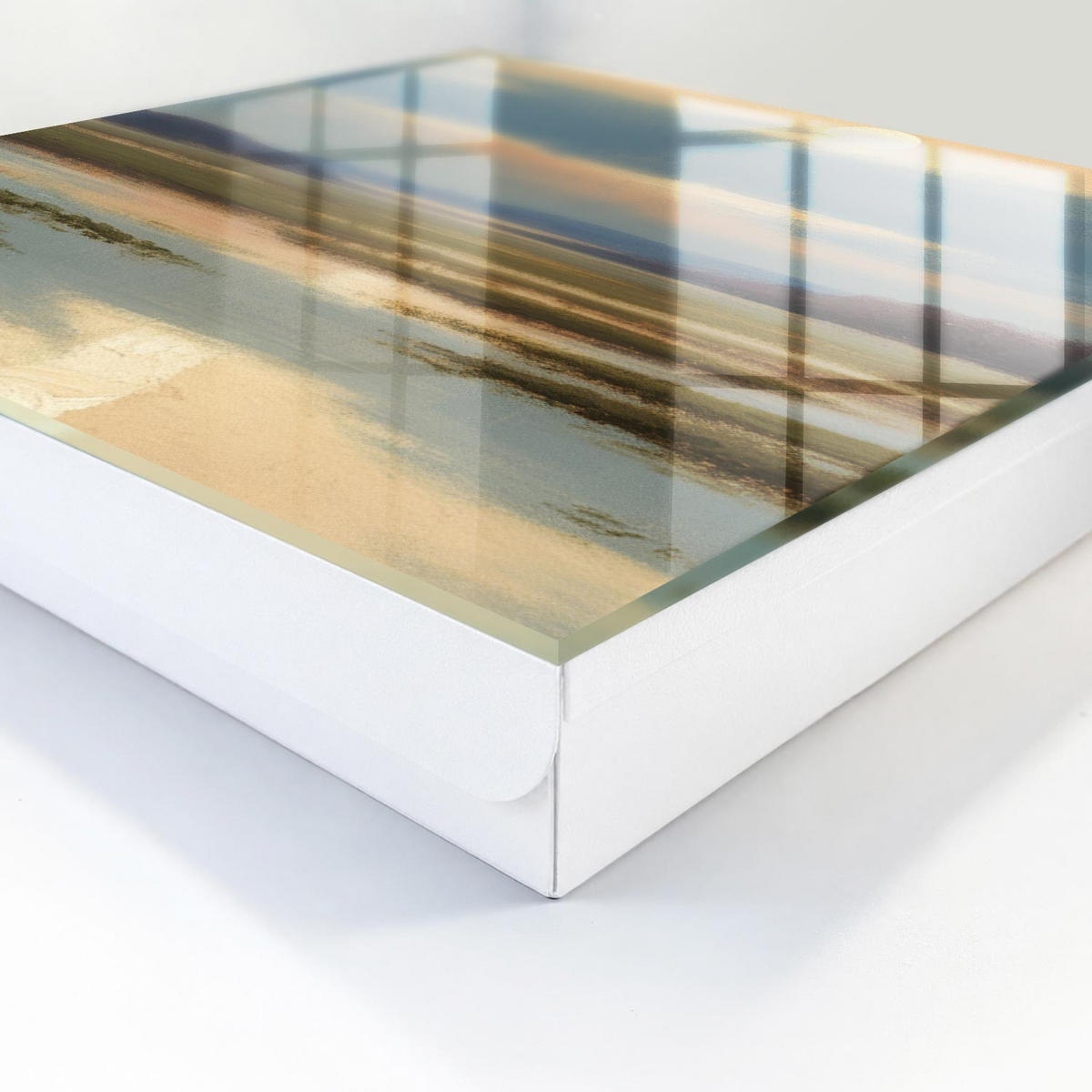 SCHLÜSSELBOX Weiß 30x30 cm – Türöffnung nach rechts - Landschaft des Friedens - Beige, Metall (30/30/5cm) - TULUP