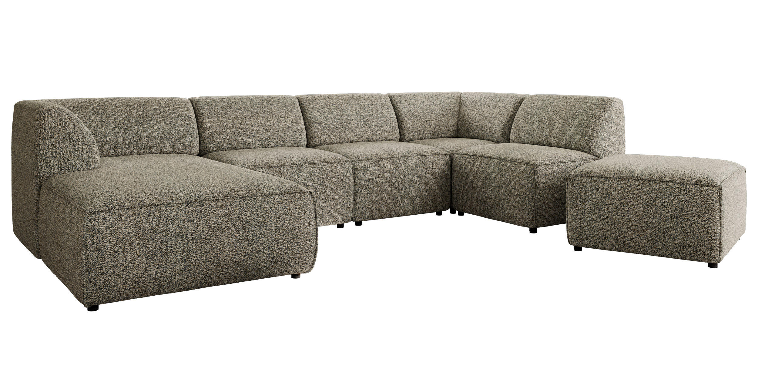WOHNLANDSCHAFT MODARO U 6M - Grau Struktur - Links - Schwarz/Grau, Textil (180/78/345cm) - MKS