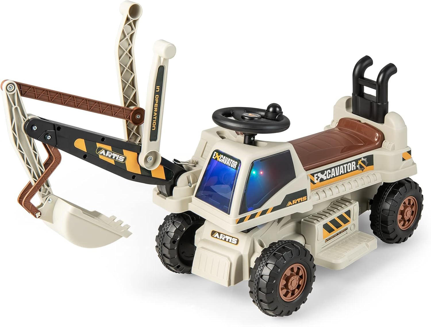 SITZBAGGER 6V Kinder Hellgrau - Hellgrau, Kunststoff (113/39/36cm) - COSTWAY