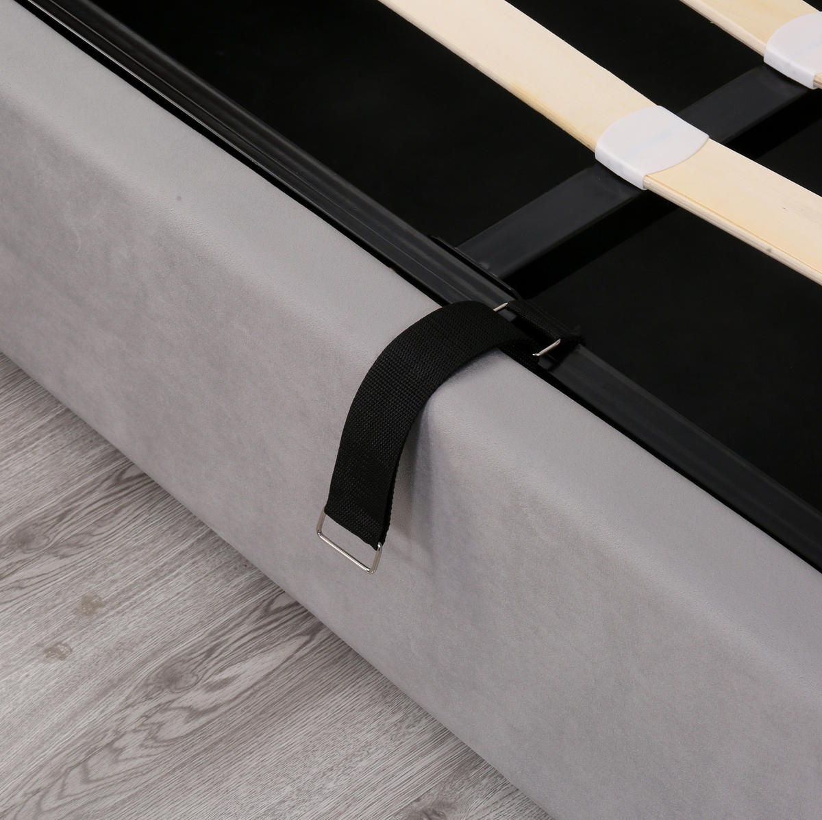 POLSTERBETT 140/190 cm grau aus Samt mit Bettkasten - Grau, Textil (140/190cm) - OKMYHOME