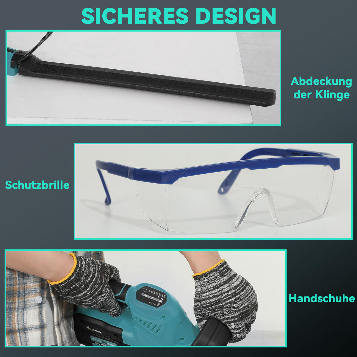 HECKENSCHEERE DE-10056 51 cm Schnittlänge, Akku Blau - Blau, Metall (17/17/86cm) - ComfortXL
