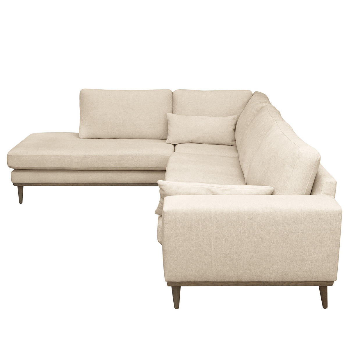 ECKSOFA mit Ottomane - Eichefarben/Creme, Eichenholz/Textil (287/219cm) - home24