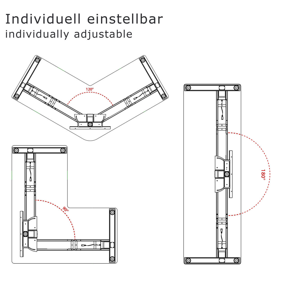 ECK TISCHGESTELL HÖHENVERSTELLBAR Lift L7 grau - Grau, Metall (68/180/118cm)