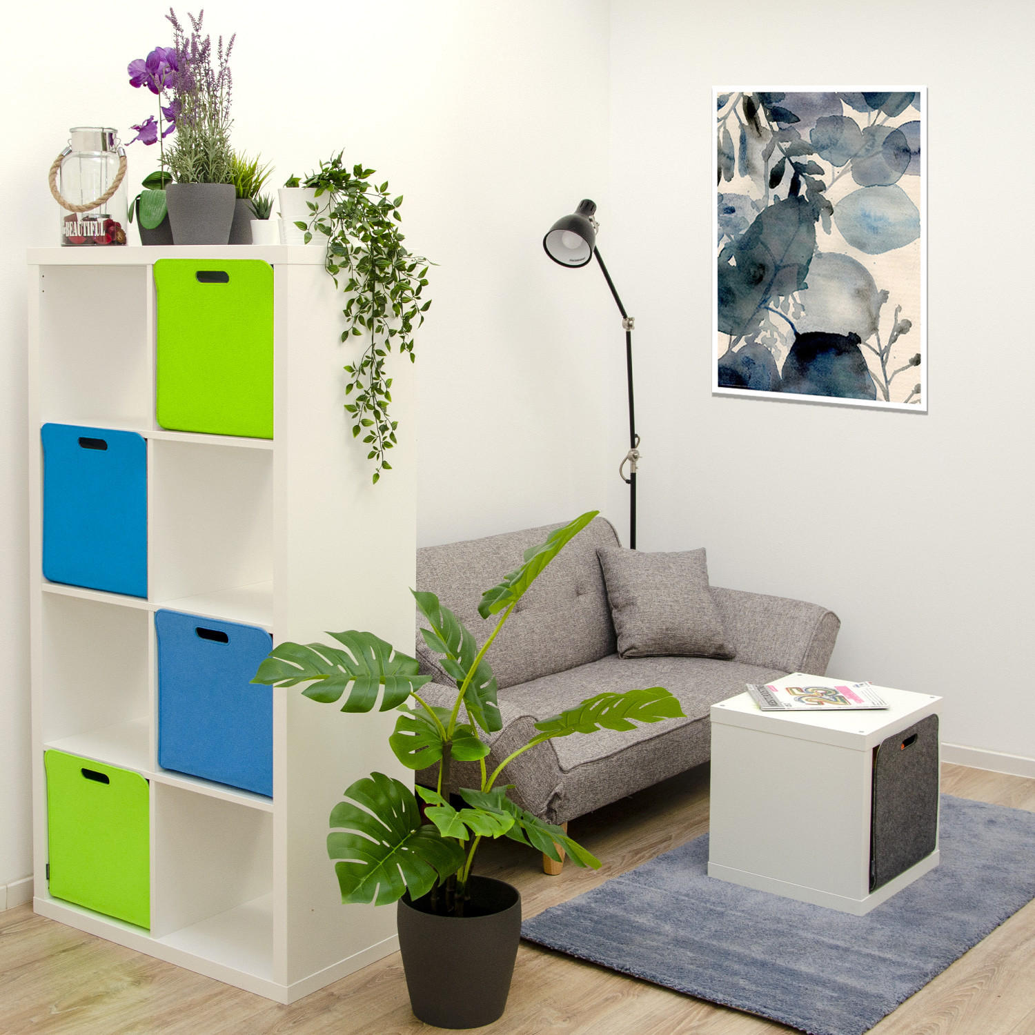 AUFBEWAHRUNGBOX 4er Set 33/38, grünblau - Blau/Grün, Kunststoff (33/33/38cm) - Dunedesign
