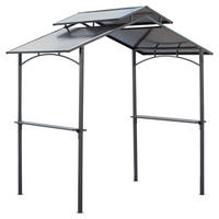 GRILLPAVILLON Stahl+PC Schwarz+Braun - Schwarz/Braun, Kunststoff/Metall (150/250/240cm) - Outsunny