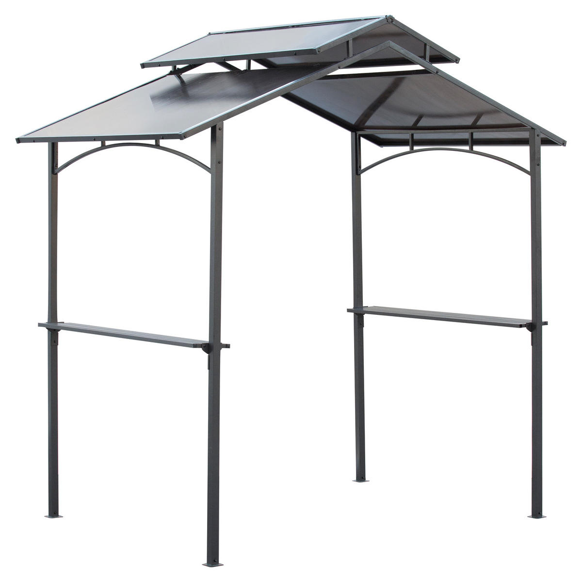 GRILLPAVILLON Stahl+PC Schwarz+Braun - Schwarz/Braun, Kunststoff/Metall (150/250/240cm) - Outsunny