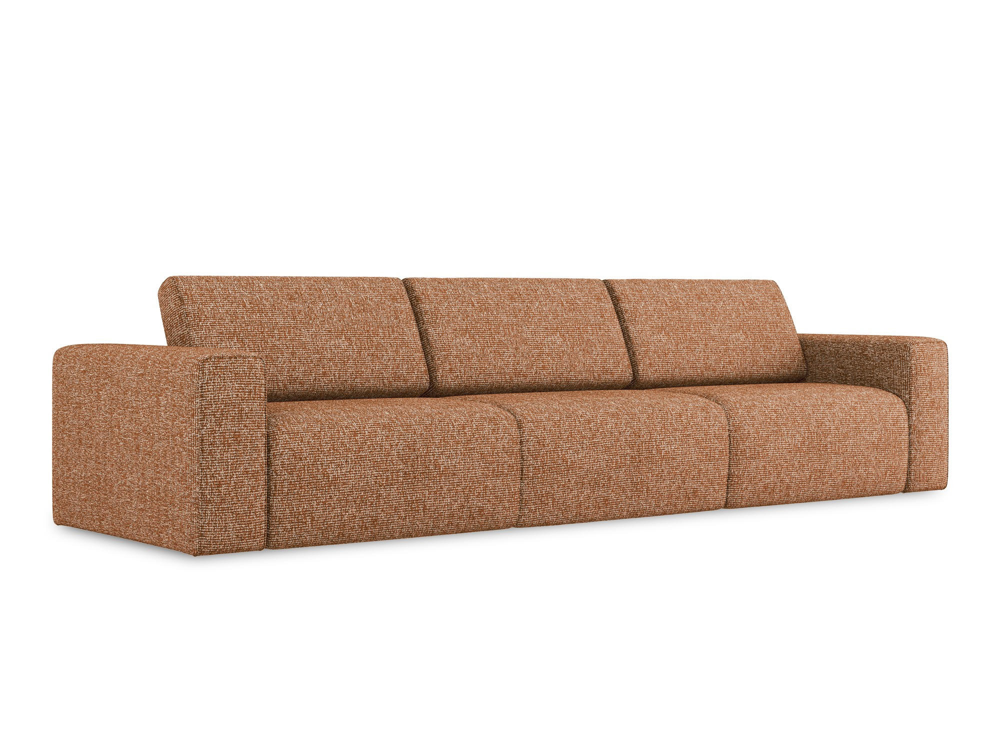 4-SITZER-SOFA Strukturstoff Stoff Orange - Terra cotta/Schwarz, Kunststoff/Textil (314/80/103cm) - Makamii