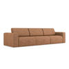 4-SITZER-SOFA Strukturstoff Stoff Orange - Terra cotta/Schwarz, Kunststoff/Textil (314/80/103cm) - Makamii
