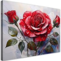 WANDBILD gemalte rote rose - Rot, Textil (60/40cm) - Feeby