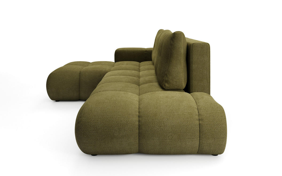 ECKSOFA DUCA L-S Grün Chenille mit Schlaffunktion - Grün, Holz (266.5/266.5cm) - MASSENO